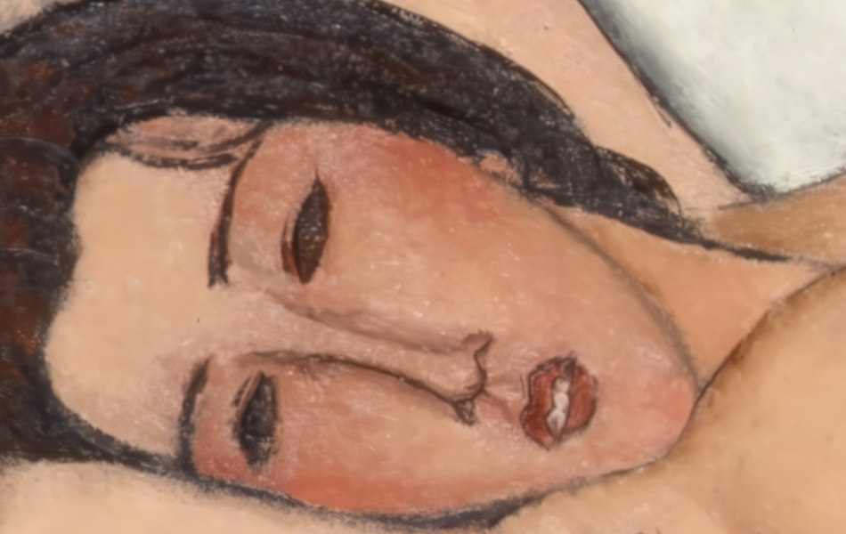 Face Detail Reclining Nude Amedeo Modigliani